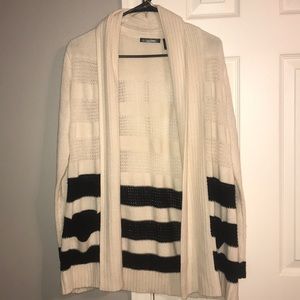 Black and white striped cardigan